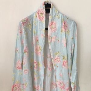 Carole Hochman Blue Cotton Button Front Kimono